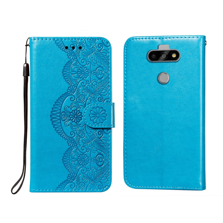 For LG K31 Flower Vine Embossing Pattern Horizontal Flip Leather Case with Card Slot & Holder & Wallet & Lanyard