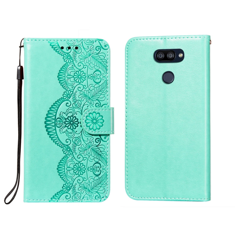 For LG K40S Flower Vine Embossing Pattern Horizontal Flip Leather Case with Card Slot & Holder & Wallet & Lanyard
