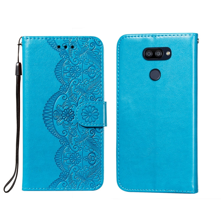 For LG K40S Flower Vine Embossing Pattern Horizontal Flip Leather Case with Card Slot & Holder & Wallet & Lanyard