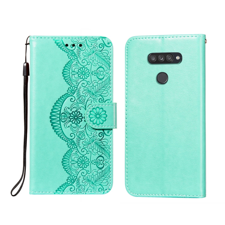 For LG K50S Flower Vine Embossing Pattern Horizontal Flip Leather Case with Card Slot & Holder & Wallet & Lanyard