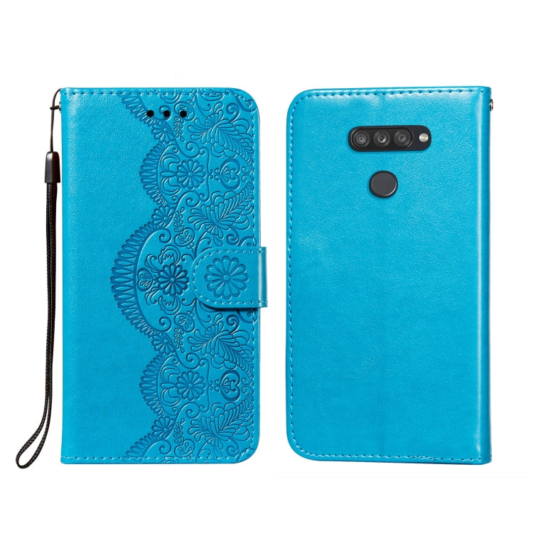 For LG K50S Flower Vine Embossing Pattern Horizontal Flip Leather Case with Card Slot & Holder & Wallet & Lanyard