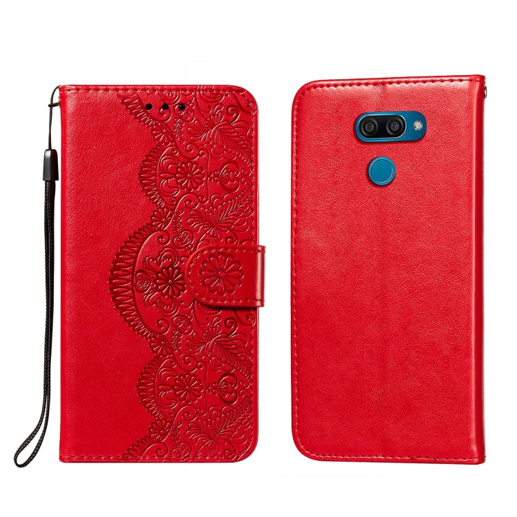 For LG K50 Flower Vine Embossing Pattern Horizontal Flip Leather Case with Card Slot & Holder & Wallet & Lanyard