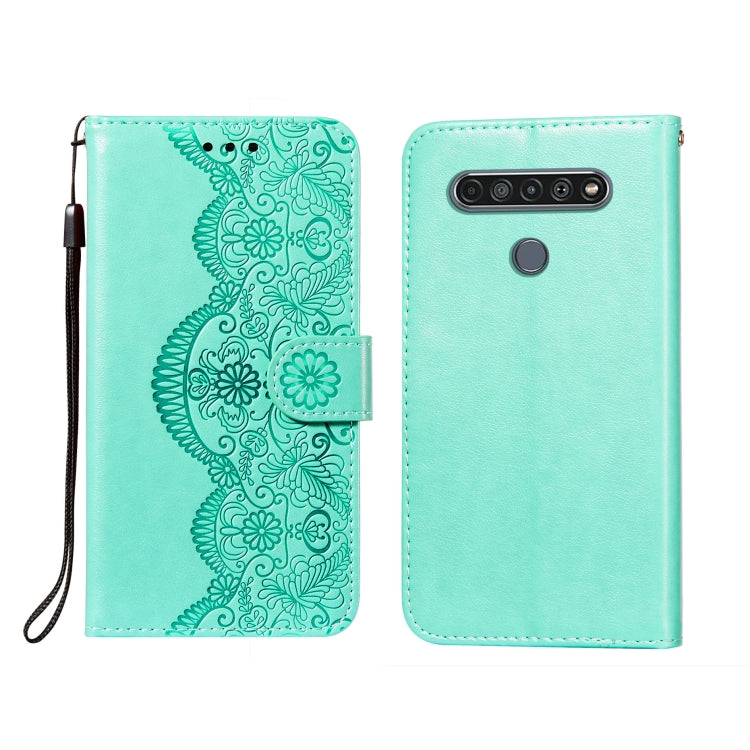 For LG K61 Flower Vine Embossing Pattern Horizontal Flip Leather Case with Card Slot & Holder & Wallet & Lanyard