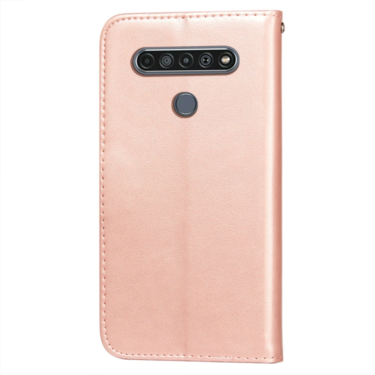 For LG K61 Flower Vine Embossing Pattern Horizontal Flip Leather Case with Card Slot & Holder & Wallet & Lanyard