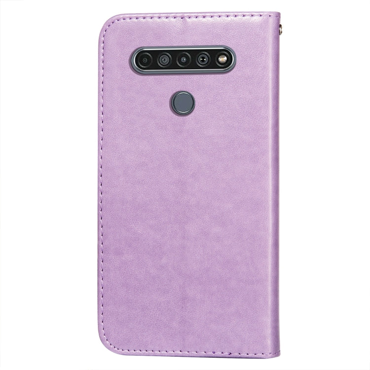 For LG K61 Flower Vine Embossing Pattern Horizontal Flip Leather Case with Card Slot & Holder & Wallet & Lanyard