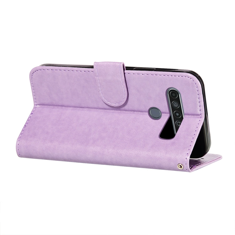 For LG K61 Flower Vine Embossing Pattern Horizontal Flip Leather Case with Card Slot & Holder & Wallet & Lanyard