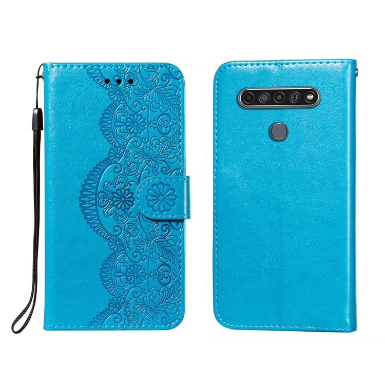 For LG K61 Flower Vine Embossing Pattern Horizontal Flip Leather Case with Card Slot & Holder & Wallet & Lanyard