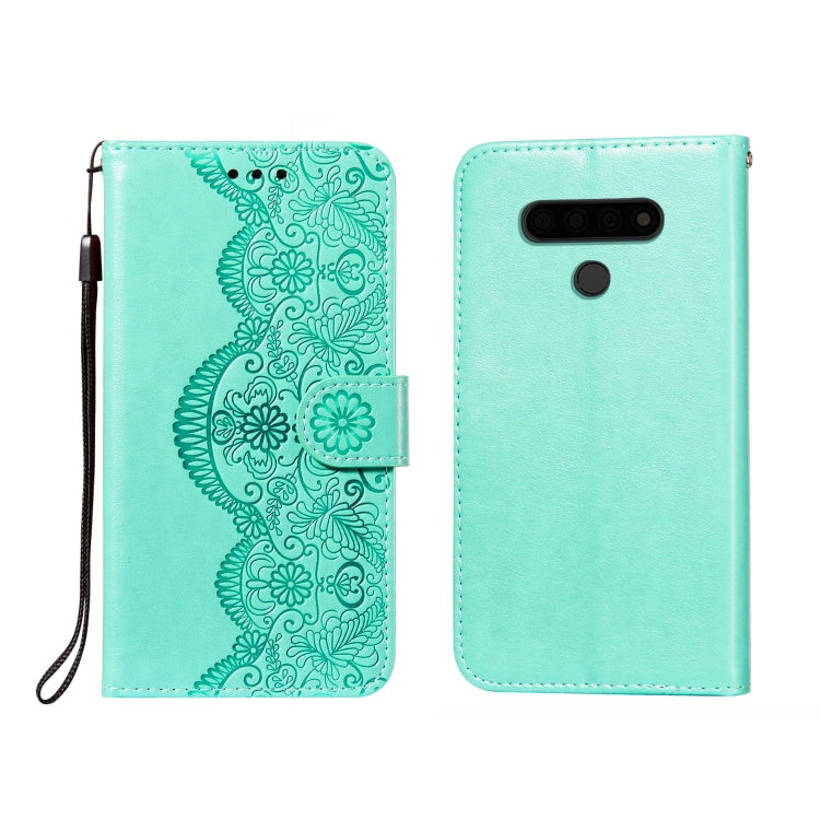 For LG V40 ThinQ Flower Vine Embossing Pattern Horizontal Flip Leather Case with Card Slot & Holder & Wallet & Lanyard