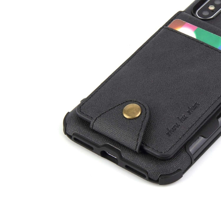 For iPhone XS Max Cloth Texture + TPU Shockproof Protective Case with Vertical Flip Card Slots