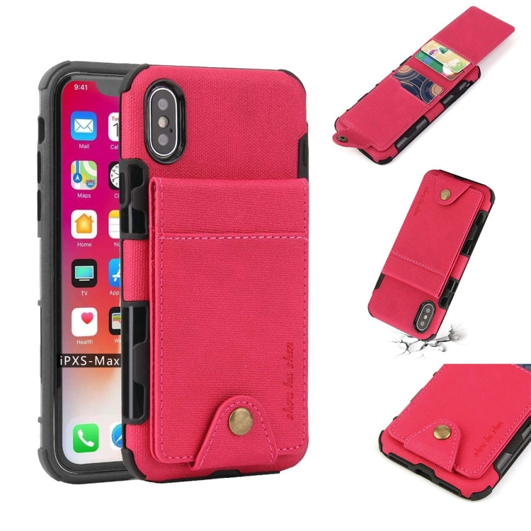 For iPhone XS Max Cloth Texture + TPU Shockproof Protective Case with Vertical Flip Card Slots