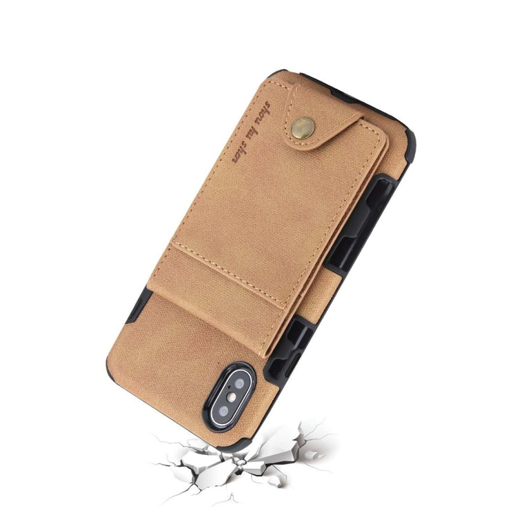 For iPhone XS Max Cloth Texture + TPU Shockproof Protective Case with Vertical Flip Card Slots