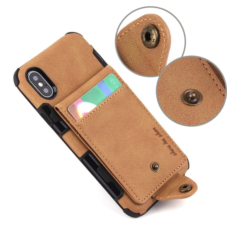 For iPhone XS Max Cloth Texture + TPU Shockproof Protective Case with Vertical Flip Card Slots