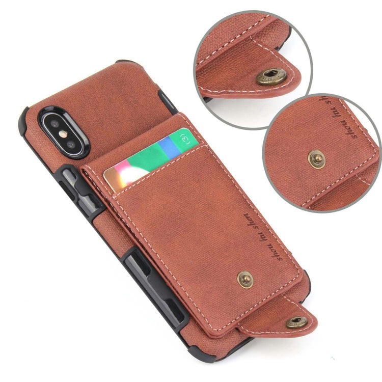 For iPhone XS Max Cloth Texture + TPU Shockproof Protective Case with Vertical Flip Card Slots