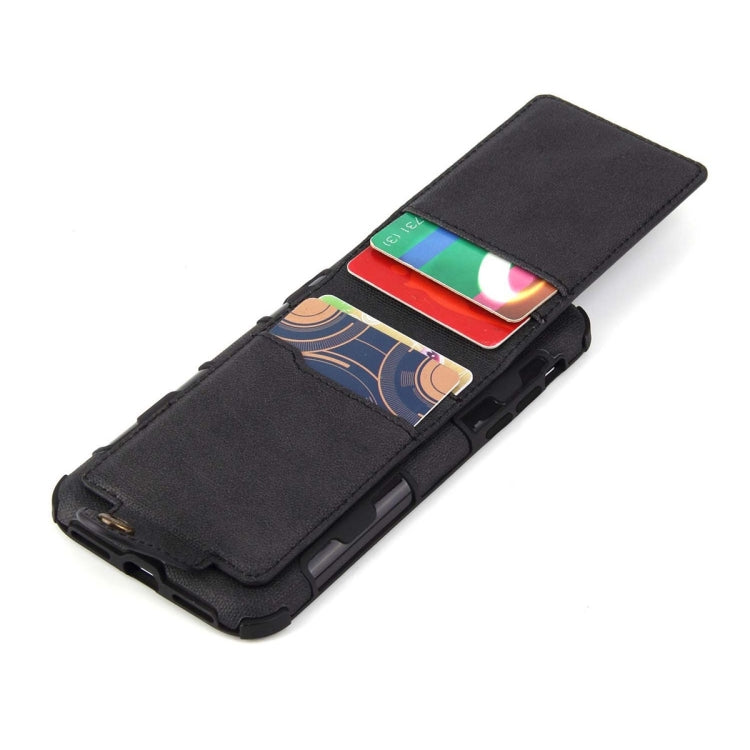 For iPhone XS / X Cloth Texture + TPU Shockproof Protective Case with Vertical Flip Card Slots