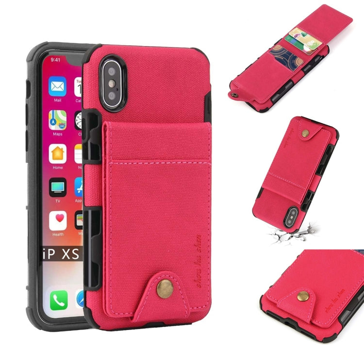 For iPhone XS / X Cloth Texture + TPU Shockproof Protective Case with Vertical Flip Card Slots