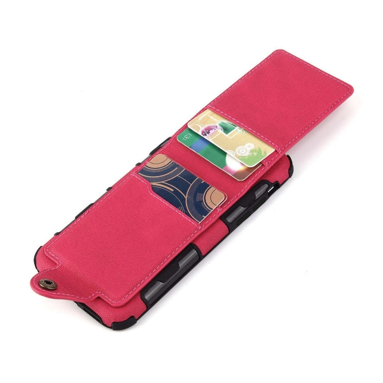 For iPhone XS / X Cloth Texture + TPU Shockproof Protective Case with Vertical Flip Card Slots