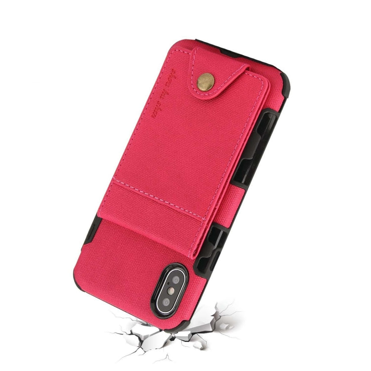 For iPhone XS / X Cloth Texture + TPU Shockproof Protective Case with Vertical Flip Card Slots