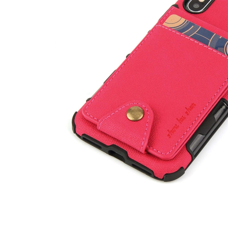 For iPhone XS / X Cloth Texture + TPU Shockproof Protective Case with Vertical Flip Card Slots