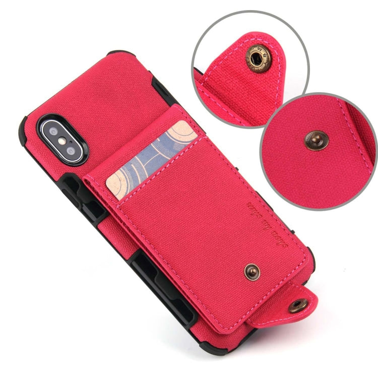 For iPhone XS / X Cloth Texture + TPU Shockproof Protective Case with Vertical Flip Card Slots