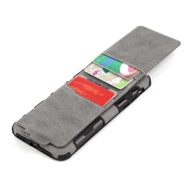 For iPhone XS / X Cloth Texture + TPU Shockproof Protective Case with Vertical Flip Card Slots