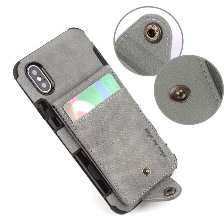 For iPhone XS / X Cloth Texture + TPU Shockproof Protective Case with Vertical Flip Card Slots