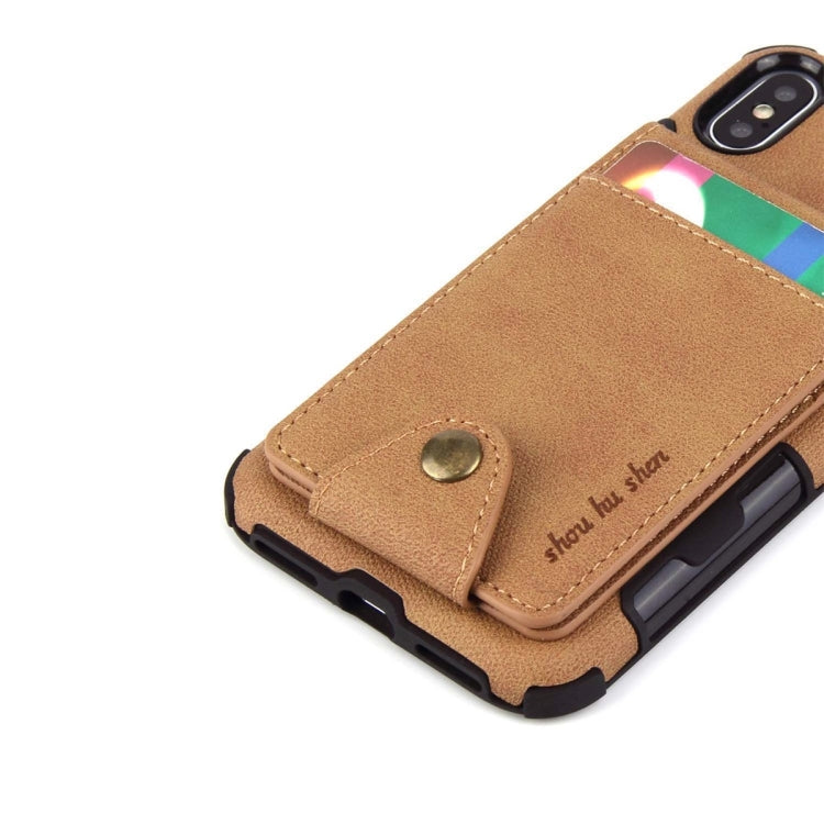 For iPhone XS / X Cloth Texture + TPU Shockproof Protective Case with Vertical Flip Card Slots