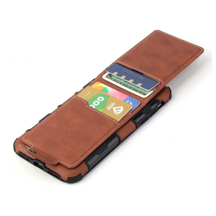 For iPhone XS / X Cloth Texture + TPU Shockproof Protective Case with Vertical Flip Card Slots