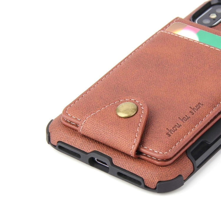 For iPhone XS / X Cloth Texture + TPU Shockproof Protective Case with Vertical Flip Card Slots