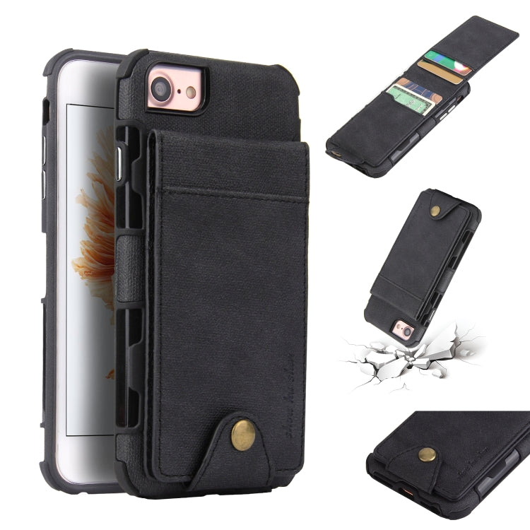 For iPhone SE 2020 & 8 & 7 Cloth Texture + TPU Shockproof Protective Case with Vertical Flip Card Slots