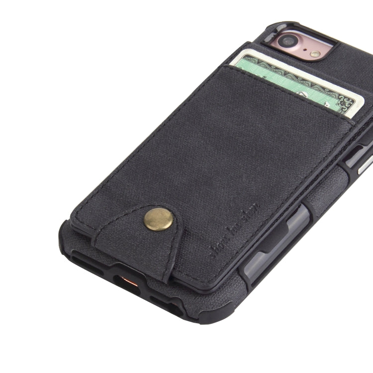 For iPhone SE 2020 & 8 & 7 Cloth Texture + TPU Shockproof Protective Case with Vertical Flip Card Slots