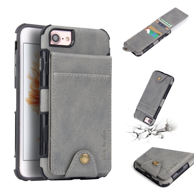 For iPhone SE 2020 & 8 & 7 Cloth Texture + TPU Shockproof Protective Case with Vertical Flip Card Slots
