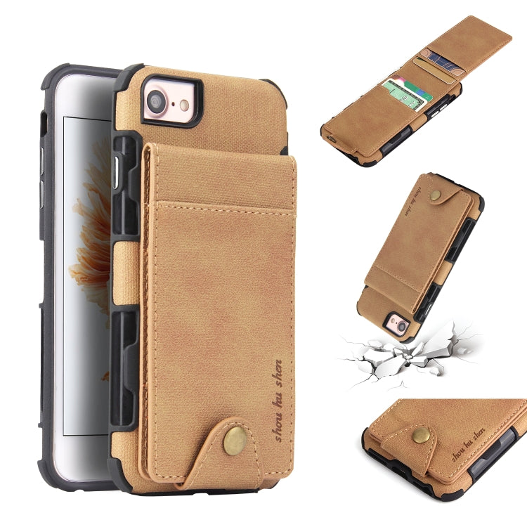 For iPhone SE 2020 & 8 & 7 Cloth Texture + TPU Shockproof Protective Case with Vertical Flip Card Slots
