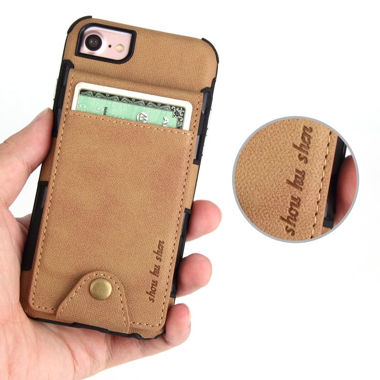 For iPhone SE 2020 & 8 & 7 Cloth Texture + TPU Shockproof Protective Case with Vertical Flip Card Slots