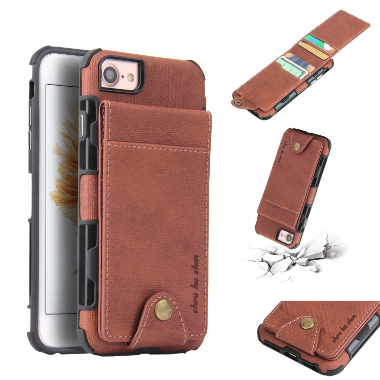 For iPhone SE 2020 & 8 & 7 Cloth Texture + TPU Shockproof Protective Case with Vertical Flip Card Slots