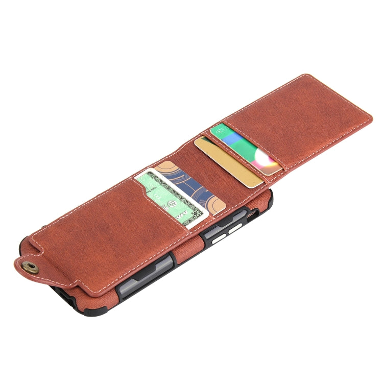 For iPhone SE 2020 & 8 & 7 Cloth Texture + TPU Shockproof Protective Case with Vertical Flip Card Slots