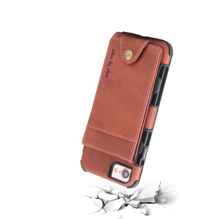 For iPhone SE 2020 & 8 & 7 Cloth Texture + TPU Shockproof Protective Case with Vertical Flip Card Slots