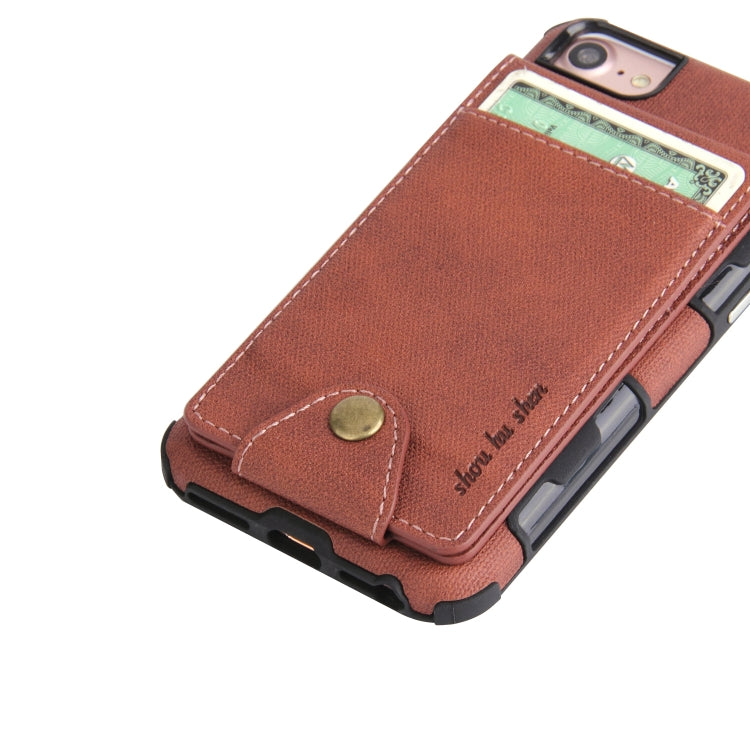 For iPhone SE 2020 & 8 & 7 Cloth Texture + TPU Shockproof Protective Case with Vertical Flip Card Slots