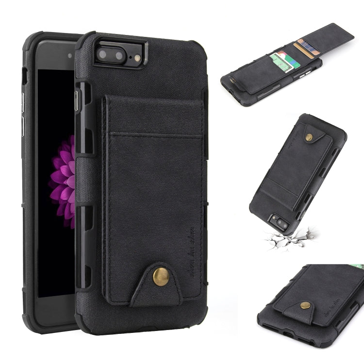 For iPhone 6 Plus & 6s Plus Cloth Texture + TPU Shockproof Protective Case with Vertical Flip Card Slots