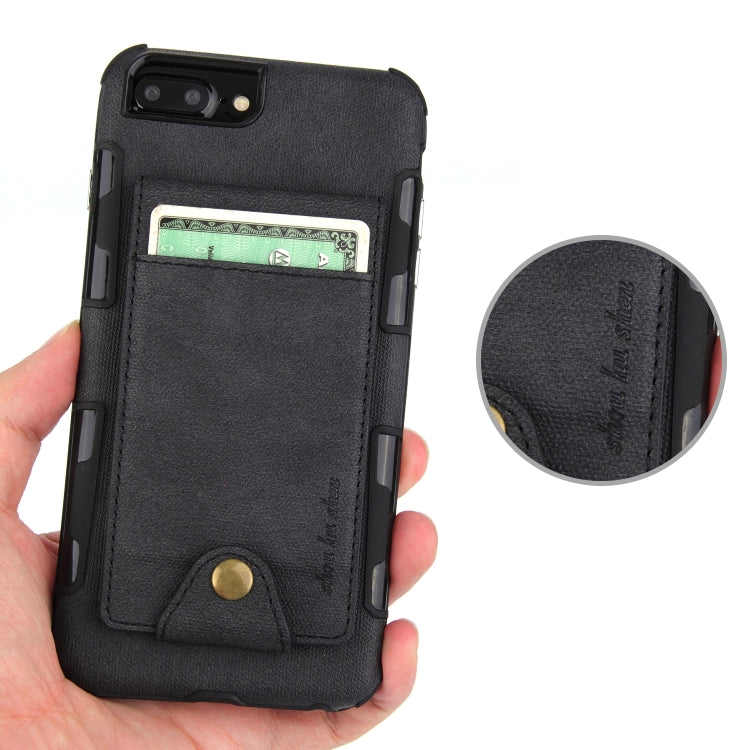 For iPhone 6 Plus & 6s Plus Cloth Texture + TPU Shockproof Protective Case with Vertical Flip Card Slots