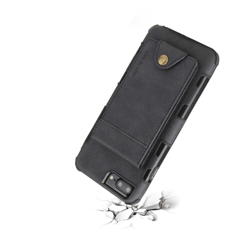 For iPhone 6 Plus & 6s Plus Cloth Texture + TPU Shockproof Protective Case with Vertical Flip Card Slots