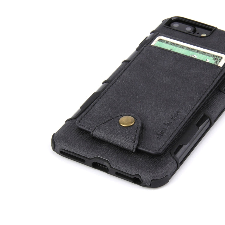 For iPhone 6 Plus & 6s Plus Cloth Texture + TPU Shockproof Protective Case with Vertical Flip Card Slots