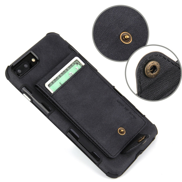 For iPhone 6 Plus & 6s Plus Cloth Texture + TPU Shockproof Protective Case with Vertical Flip Card Slots