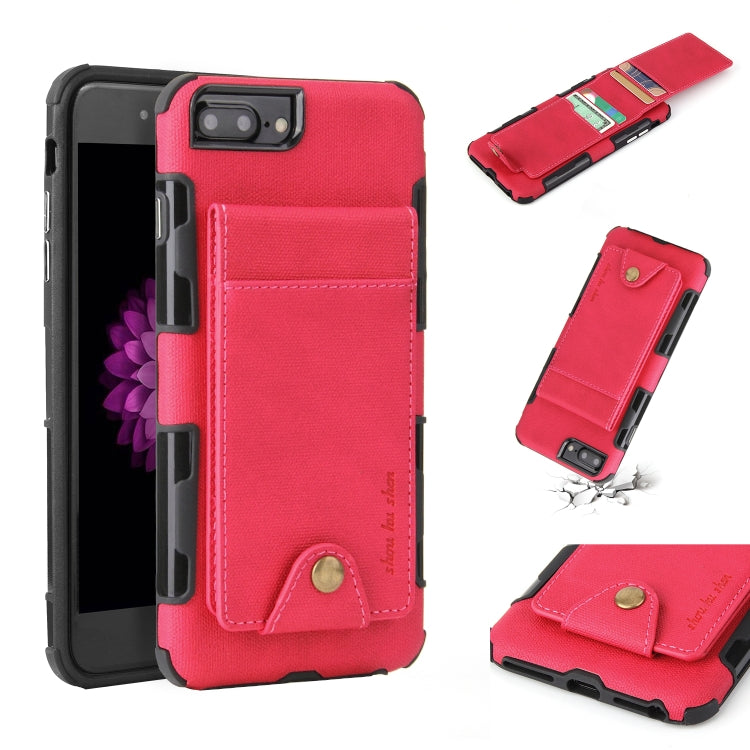 For iPhone 6 Plus & 6s Plus Cloth Texture + TPU Shockproof Protective Case with Vertical Flip Card Slots