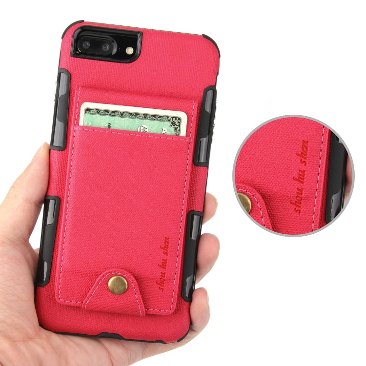 For iPhone 6 Plus & 6s Plus Cloth Texture + TPU Shockproof Protective Case with Vertical Flip Card Slots