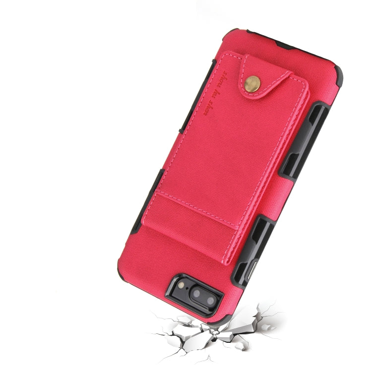 For iPhone 6 Plus & 6s Plus Cloth Texture + TPU Shockproof Protective Case with Vertical Flip Card Slots