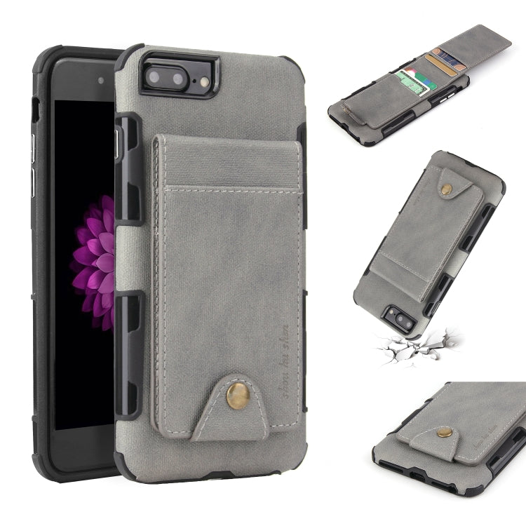 For iPhone 6 Plus & 6s Plus Cloth Texture + TPU Shockproof Protective Case with Vertical Flip Card Slots