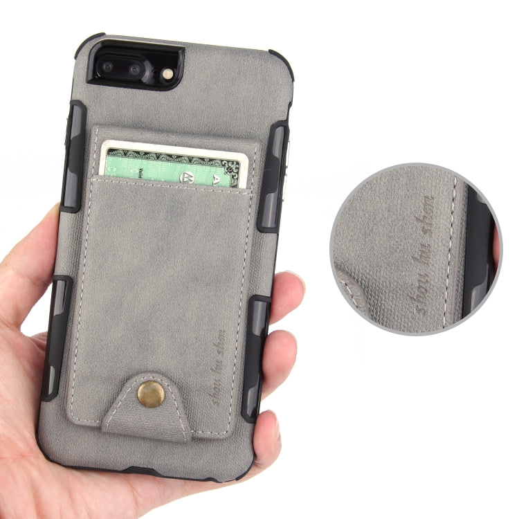 For iPhone 6 Plus & 6s Plus Cloth Texture + TPU Shockproof Protective Case with Vertical Flip Card Slots