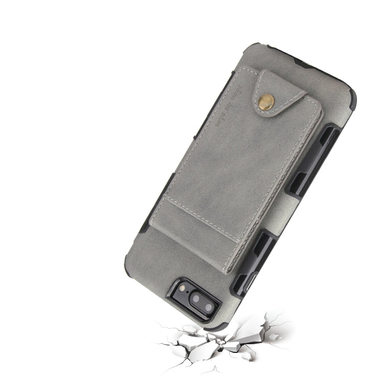 For iPhone 6 Plus & 6s Plus Cloth Texture + TPU Shockproof Protective Case with Vertical Flip Card Slots