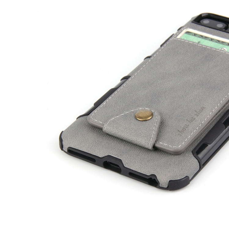 For iPhone 6 Plus & 6s Plus Cloth Texture + TPU Shockproof Protective Case with Vertical Flip Card Slots