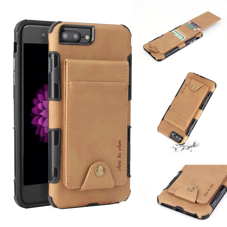 For iPhone 6 Plus & 6s Plus Cloth Texture + TPU Shockproof Protective Case with Vertical Flip Card Slots